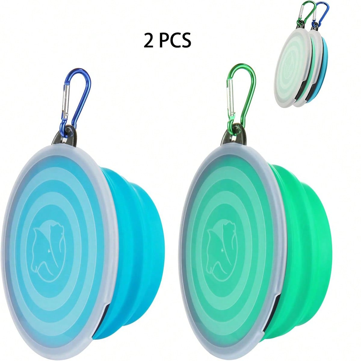 1/2 Pcs Collapsible Bowl With Cover Lids,2 Packs Dog Travel Bowls Portable Foldable Cat Water Dish Bowl For Pets Walking Parking Camping