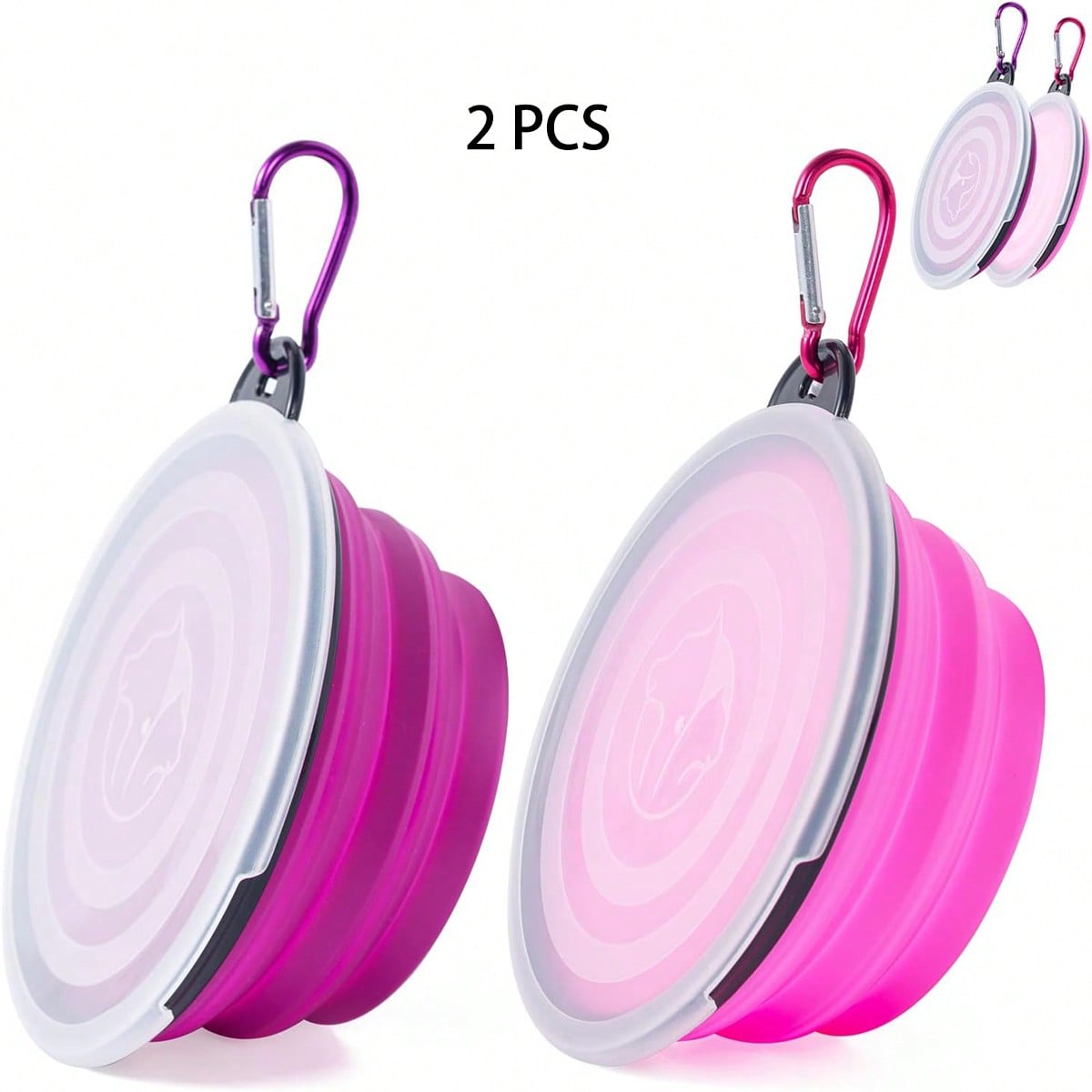 1/2 Pcs Collapsible Bowl With Cover Lids,2 Packs Dog Travel Bowls Portable Foldable Cat Water Dish Bowl For Pets Walking Parking Camping