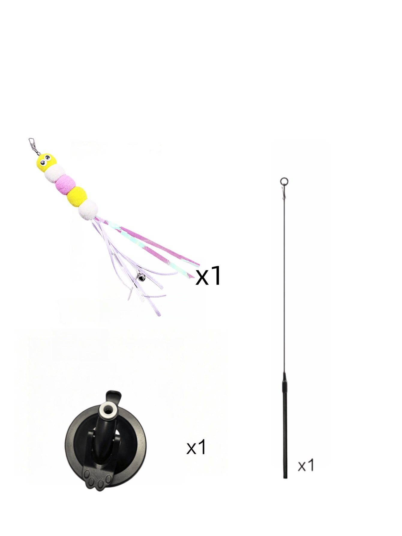 1pc Cat Teaser Wand Toy With Replacement Feather & Bell, Interactive Pet Toy For Cat Exercise And Entertainment, Handheld Wand With Interchangeable Insect-Shaped Attachments