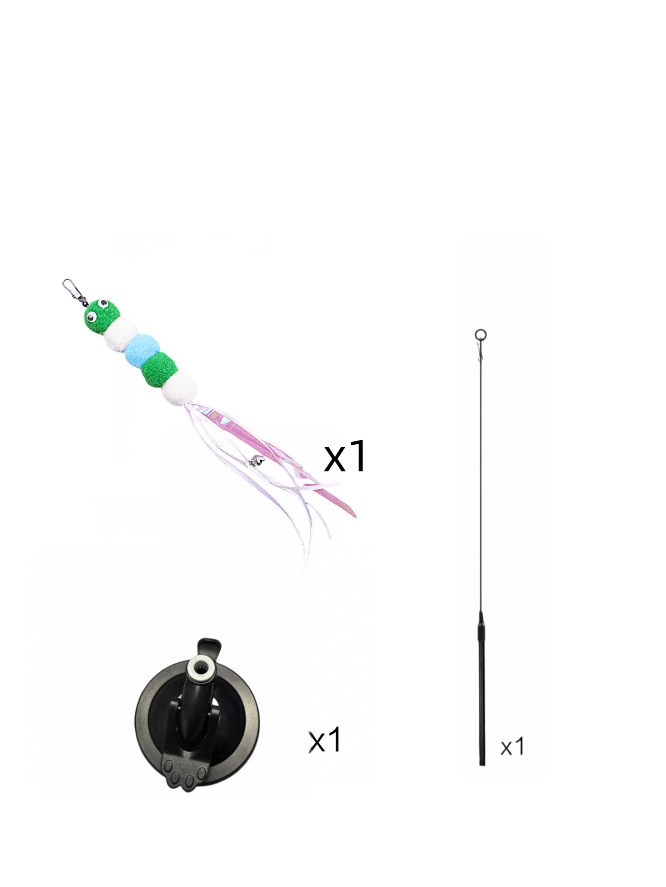 1pc Cat Teaser Wand Toy With Replacement Feather & Bell, Interactive Pet Toy For Cat Exercise And Entertainment, Handheld Wand With Interchangeable Insect-Shaped Attachments