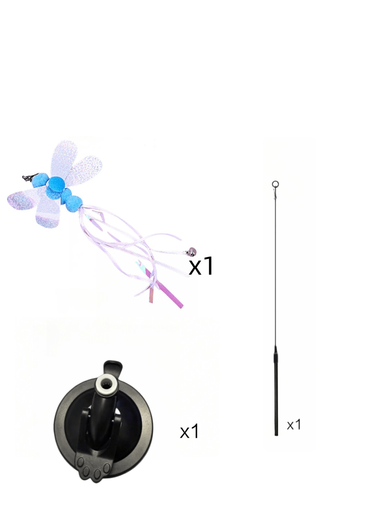 1pc Cat Teaser Wand Toy With Replacement Feather & Bell, Interactive Pet Toy For Cat Exercise And Entertainment, Handheld Wand With Interchangeable Insect-Shaped Attachments