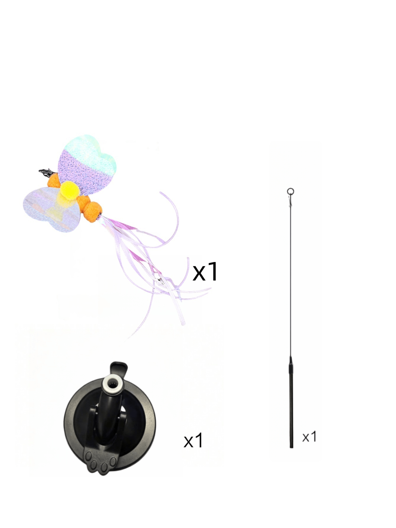 1pc Cat Teaser Wand Toy With Replacement Feather & Bell, Interactive Pet Toy For Cat Exercise And Entertainment, Handheld Wand With Interchangeable Insect-Shaped Attachments