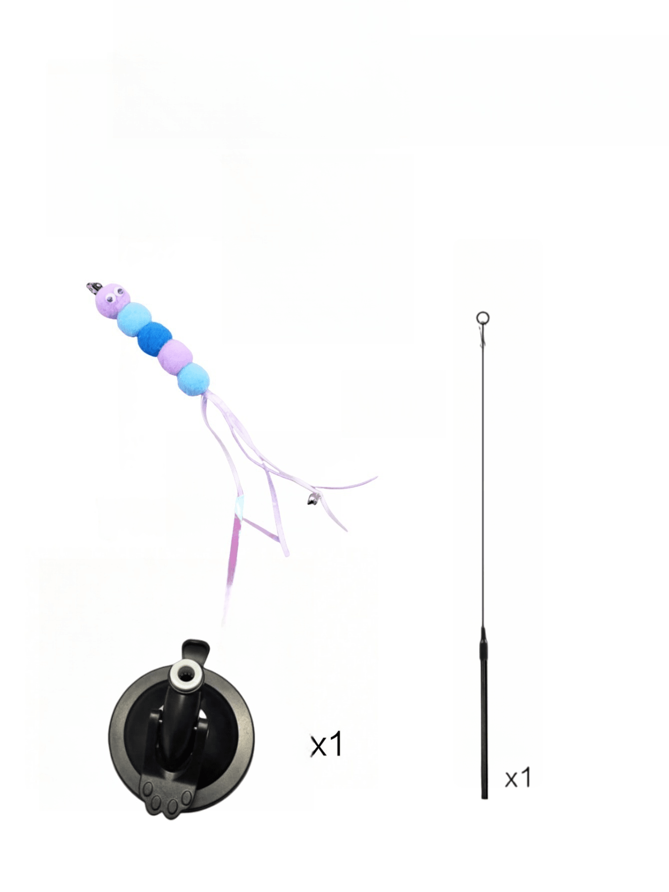 1pc Cat Teaser Wand Toy With Replacement Feather & Bell, Interactive Pet Toy For Cat Exercise And Entertainment, Handheld Wand With Interchangeable Insect-Shaped Attachments