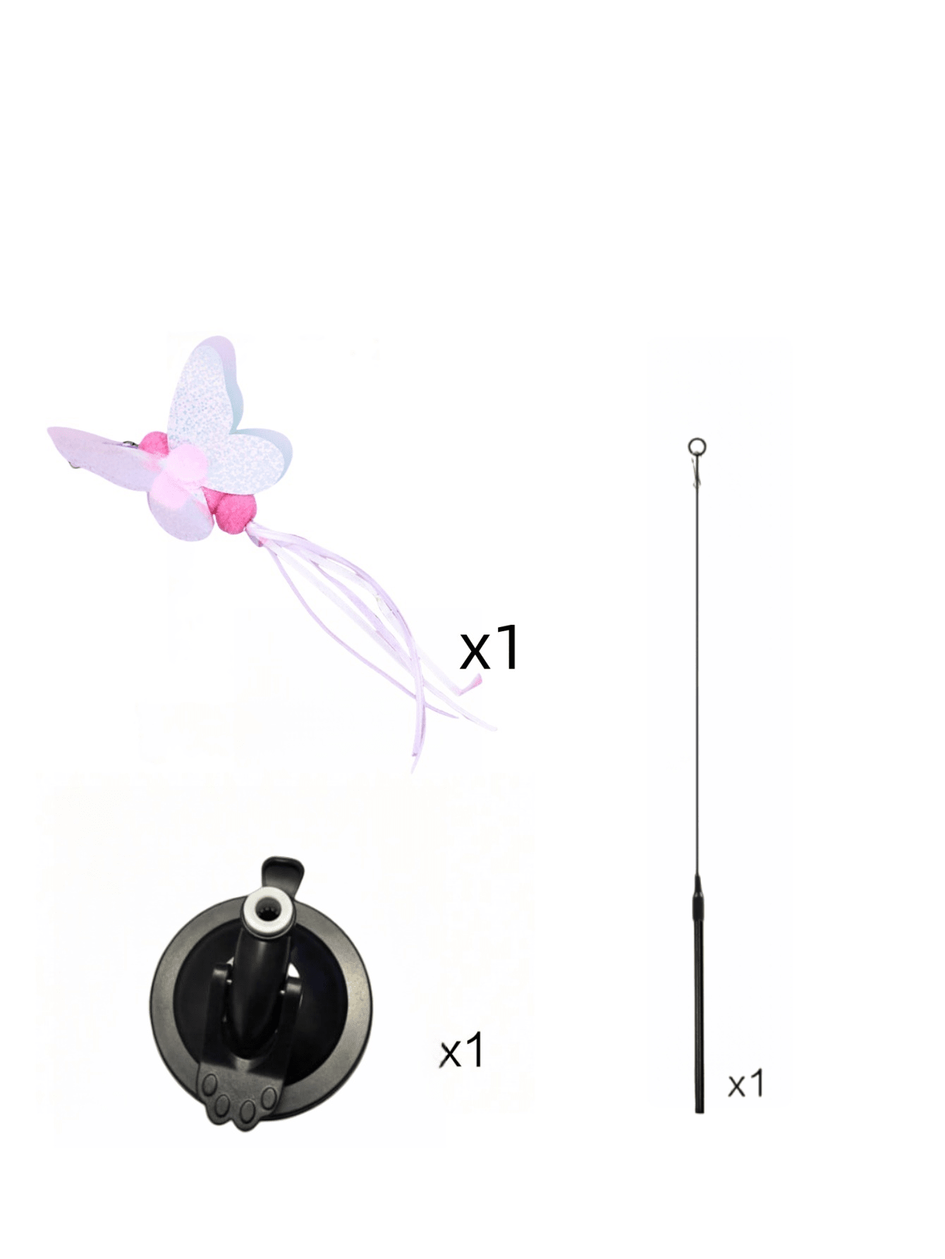 1pc Cat Teaser Wand Toy With Replacement Feather & Bell, Interactive Pet Toy For Cat Exercise And Entertainment, Handheld Wand With Interchangeable Insect-Shaped Attachments
