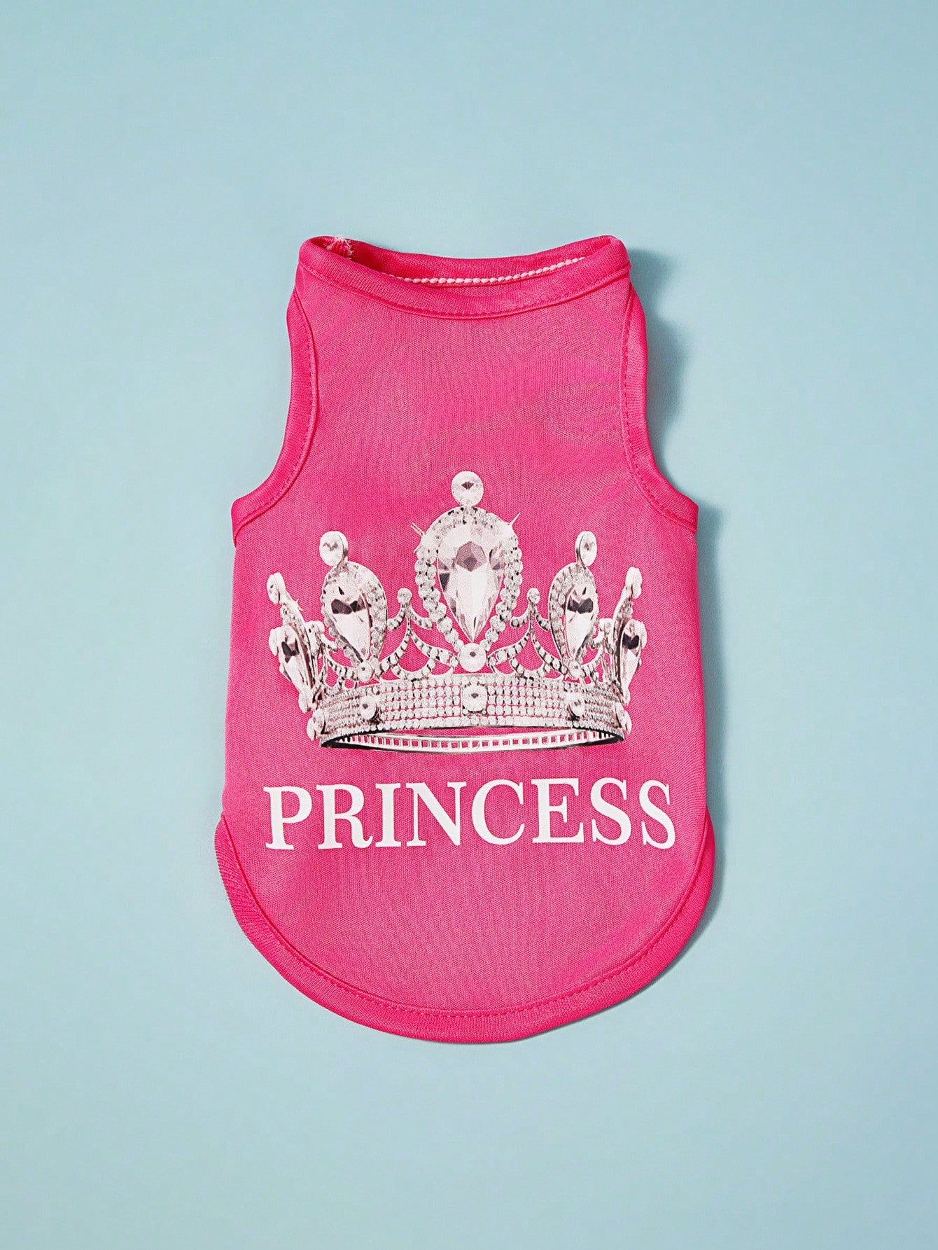 2pcs Princess Style Diamond Crown & English Text Print Breathable Cool Dog/Cat Vest/Top, Suitable For Pets
