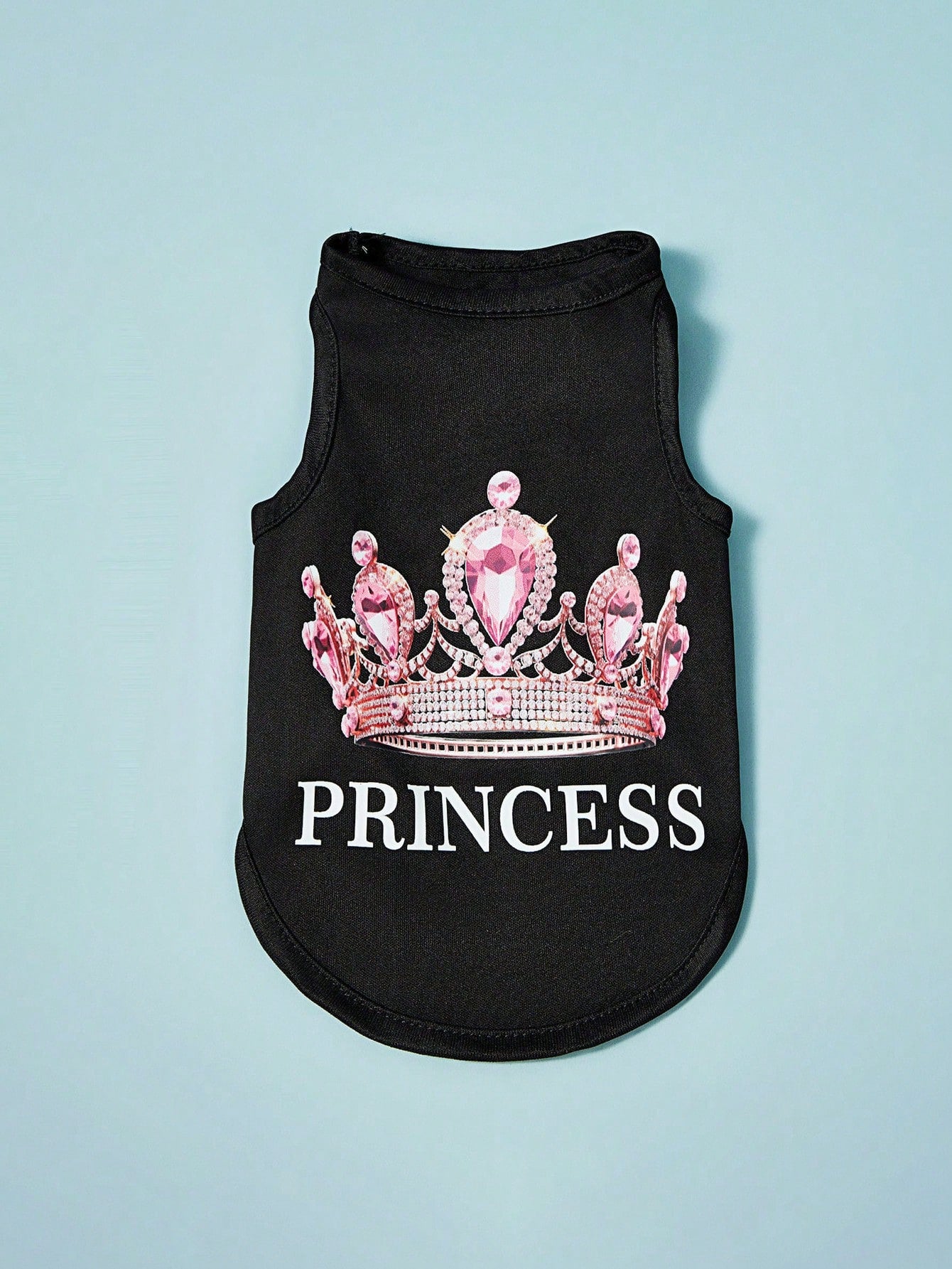 2pcs Princess Style Diamond Crown & English Text Print Breathable Cool Dog/Cat Vest/Top, Suitable For Pets