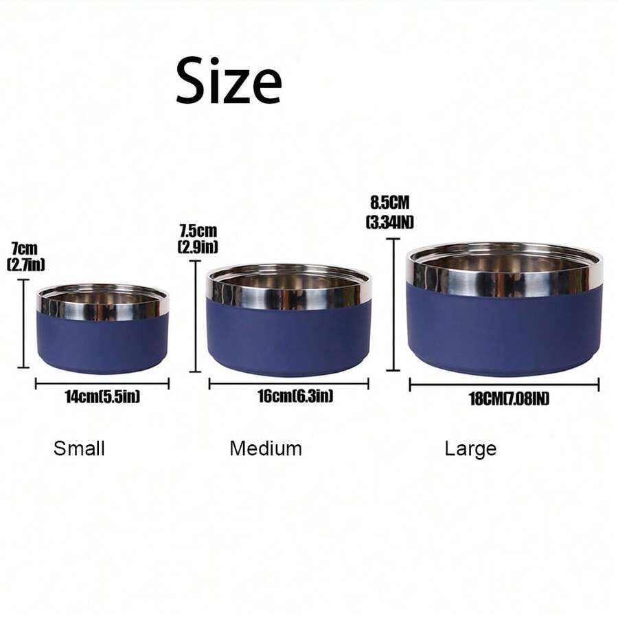 Multicolor stainless steel pet bowl with anti-slip and anti-spill base designed for medium and large dogs.