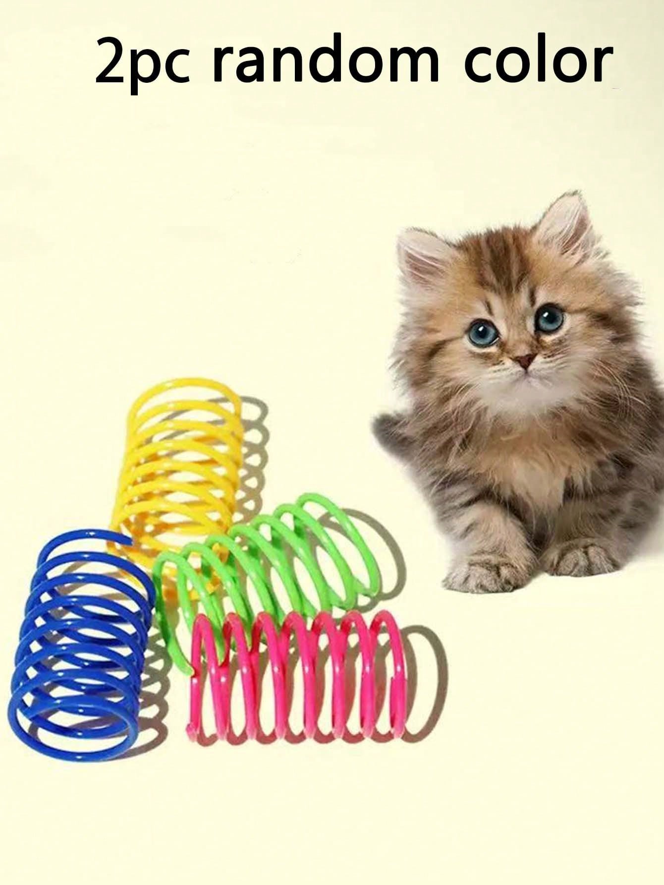 Pet Cat Self-Playing Toy, Plastic Colorful Spring Bouncing Interactive Teaser For Cats, Cat Supplies Cat Spiral Spring/Paper Crinkle Toys, 2/4/8/10/12/14/20/30/40/50/60 Pcs, Creative Toys To Kill Time And Keep Healthy Heavy-Duty Plastic Colorful Toys For
