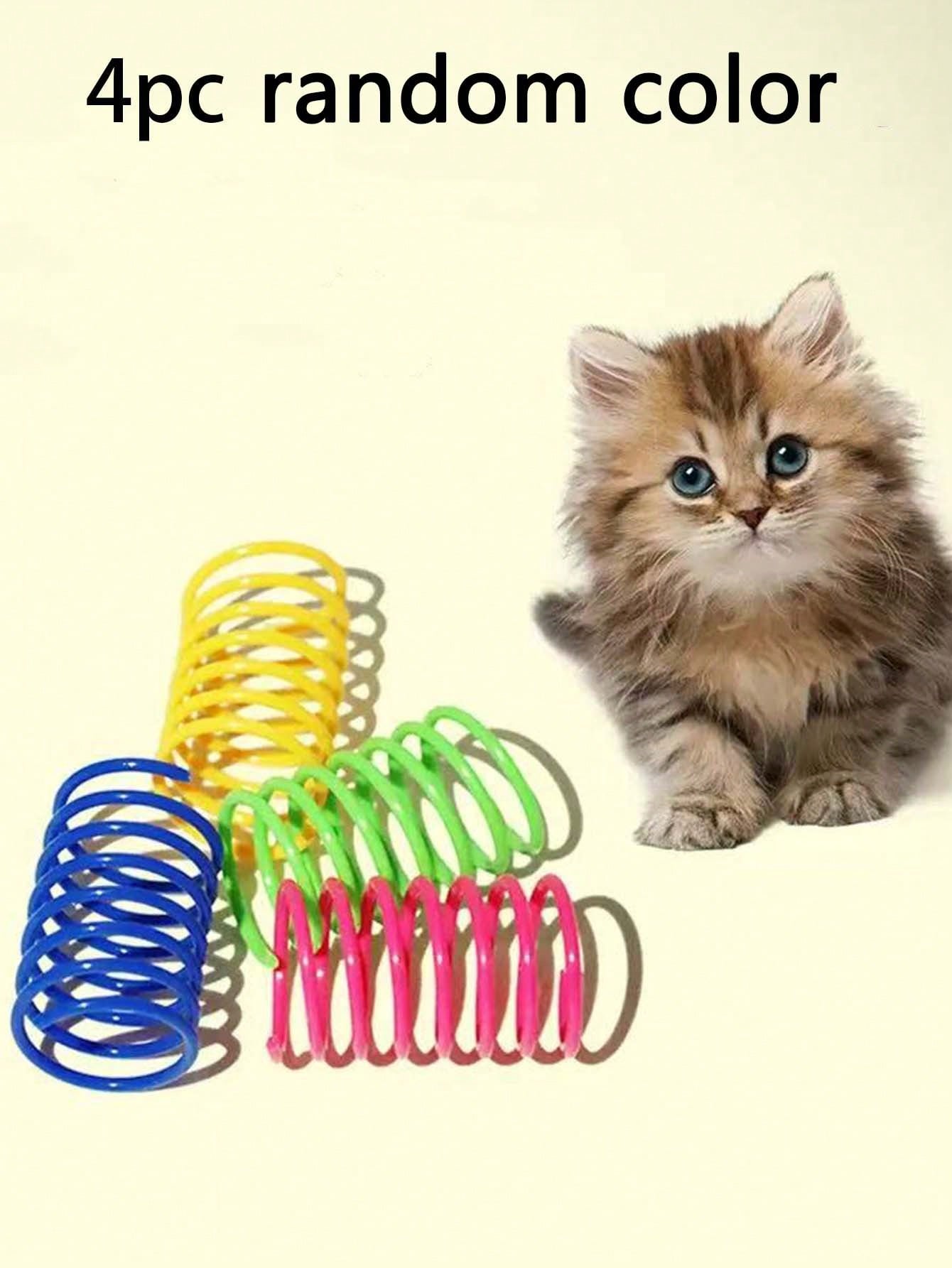 Pet Cat Self-Playing Toy, Plastic Colorful Spring Bouncing Interactive Teaser For Cats, Cat Supplies Cat Spiral Spring/Paper Crinkle Toys, 2/4/8/10/12/14/20/30/40/50/60 Pcs, Creative Toys To Kill Time And Keep Healthy Heavy-Duty Plastic Colorful Toys For