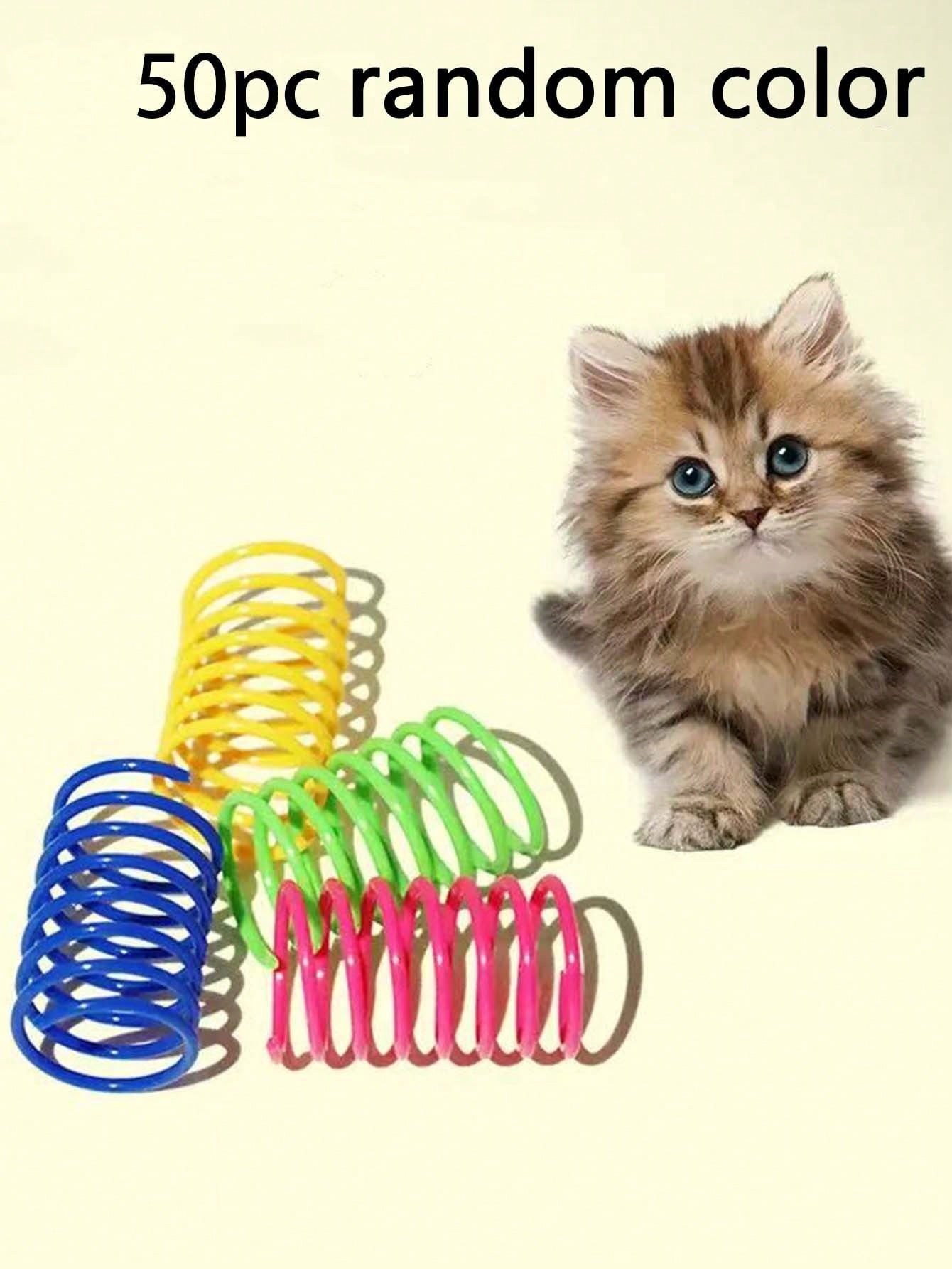 Pet Cat Self-Playing Toy, Plastic Colorful Spring Bouncing Interactive Teaser For Cats, Cat Supplies Cat Spiral Spring/Paper Crinkle Toys, 2/4/8/10/12/14/20/30/40/50/60 Pcs, Creative Toys To Kill Time And Keep Healthy Heavy-Duty Plastic Colorful Toys For