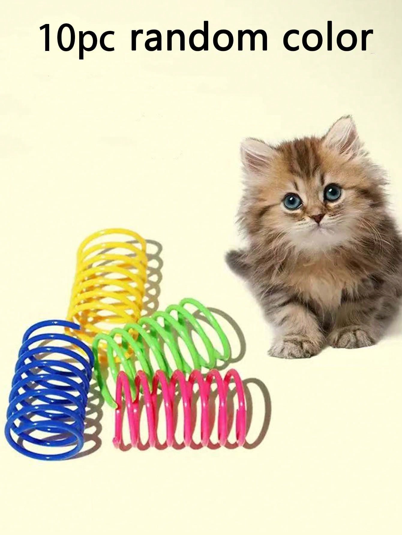 Pet Cat Self-Playing Toy, Plastic Colorful Spring Bouncing Interactive Teaser For Cats, Cat Supplies Cat Spiral Spring/Paper Crinkle Toys, 2/4/8/10/12/14/20/30/40/50/60 Pcs, Creative Toys To Kill Time And Keep Healthy Heavy-Duty Plastic Colorful Toys For