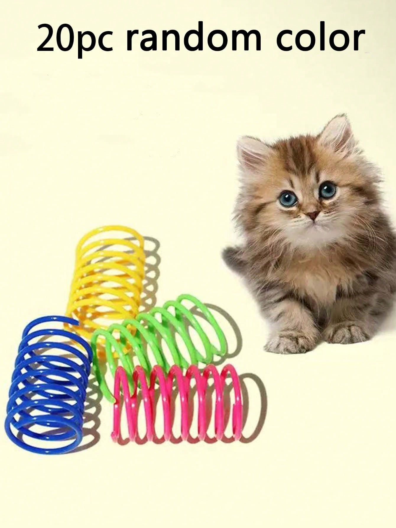Pet Cat Self-Playing Toy, Plastic Colorful Spring Bouncing Interactive Teaser For Cats, Cat Supplies Cat Spiral Spring/Paper Crinkle Toys, 2/4/8/10/12/14/20/30/40/50/60 Pcs, Creative Toys To Kill Time And Keep Healthy Heavy-Duty Plastic Colorful Toys For