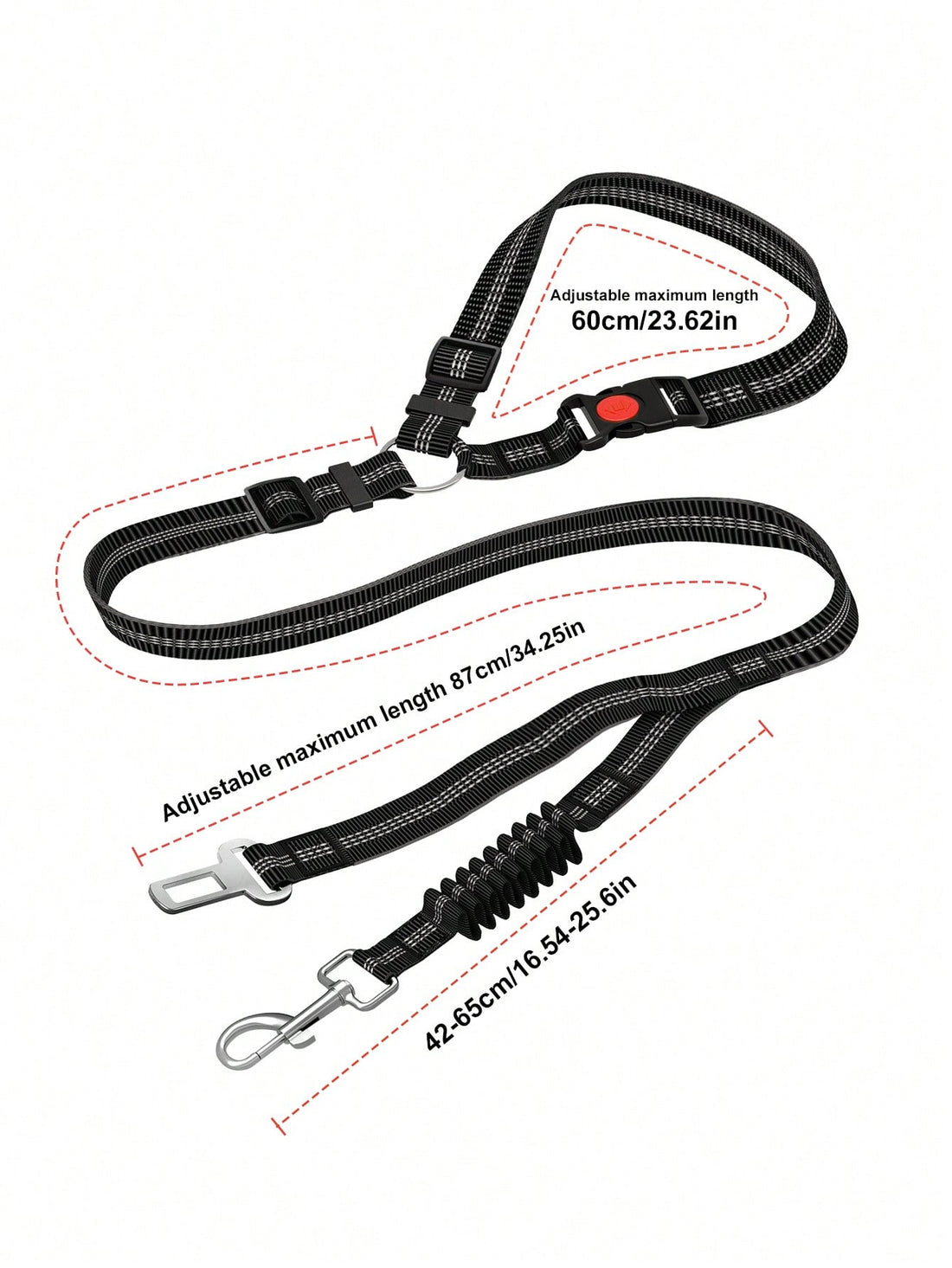 1pc Multipurpose Pet Car Seat Belt, Provides 2-In-1 Protection For Pets, Can Also Be Used As A Leash, Adjustable Length, Elastic Cord Prevents Sudden Impact, Outdoor Dog Leash