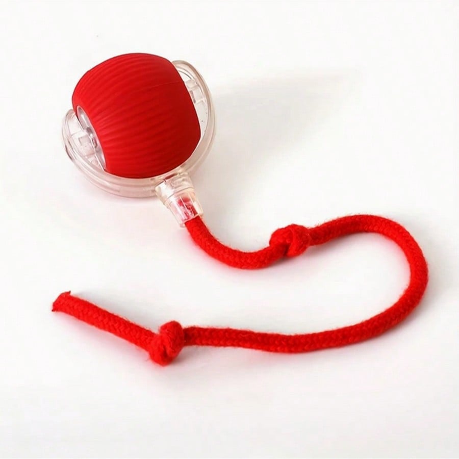 1 Piece USB Rechargeable Interactive Toy Ball For Cats, Auto Electric Rolling Ball As Birthday Gift For Dogs/Cats, Auto Smart Chewable Toy With Tail, Unicolor Smart Ball Tied To Harness, Interactive Cat Ball Toy, Indoor Cat Toy