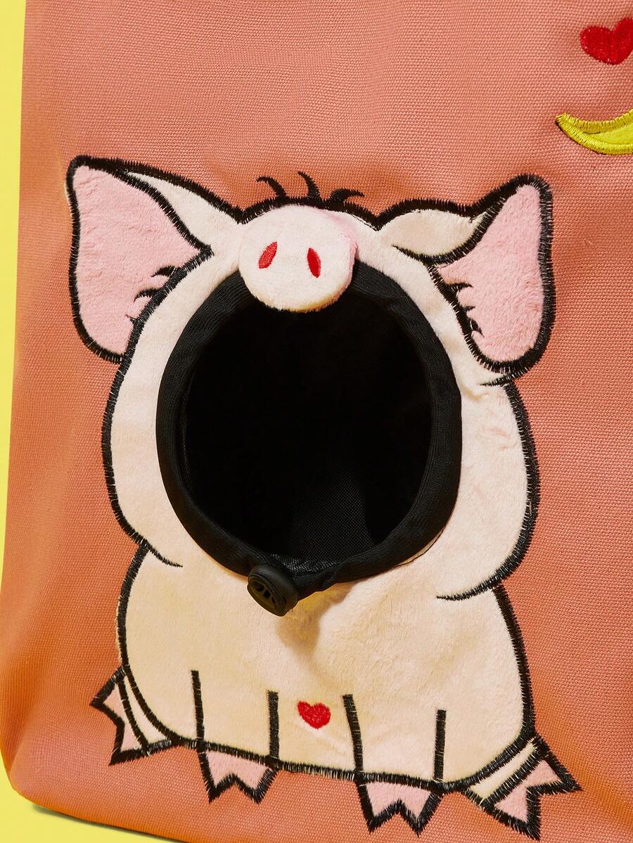 Multicolor cartoon hamburger pet carrier backpack for cats and dogs outdoor activities.