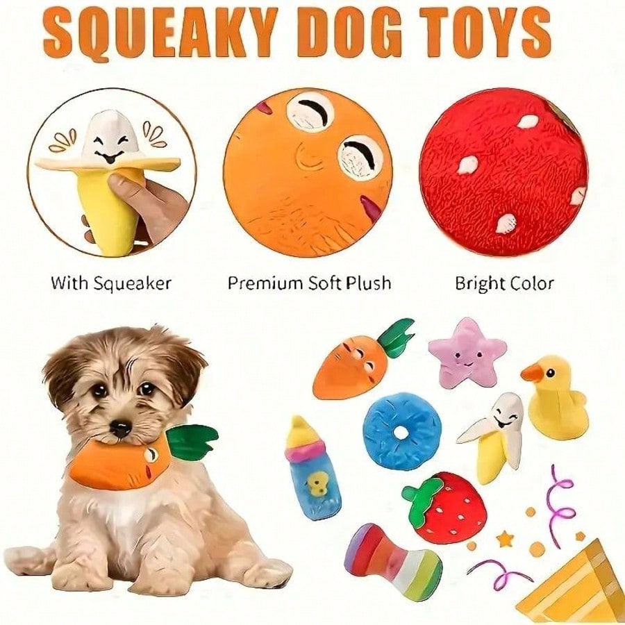 10pcs Random Color & Style Plush Dog Toys Combination, Pet TPR Knotted Toys Combination, Dog Chew Squeaky Toys Combination, Teeth Cleaning Knotted Toys Combination, Suitable For Medium & Small Dogs