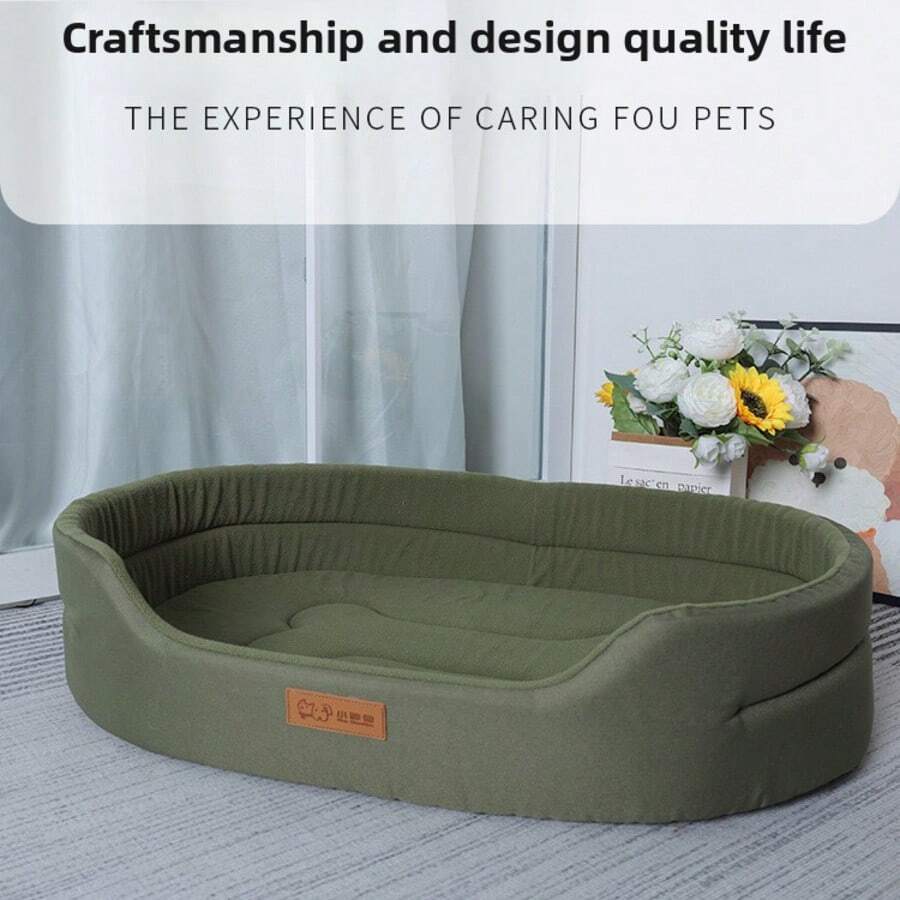 Semi-enclosed washable polyester pet bed suitable for cats and dogs