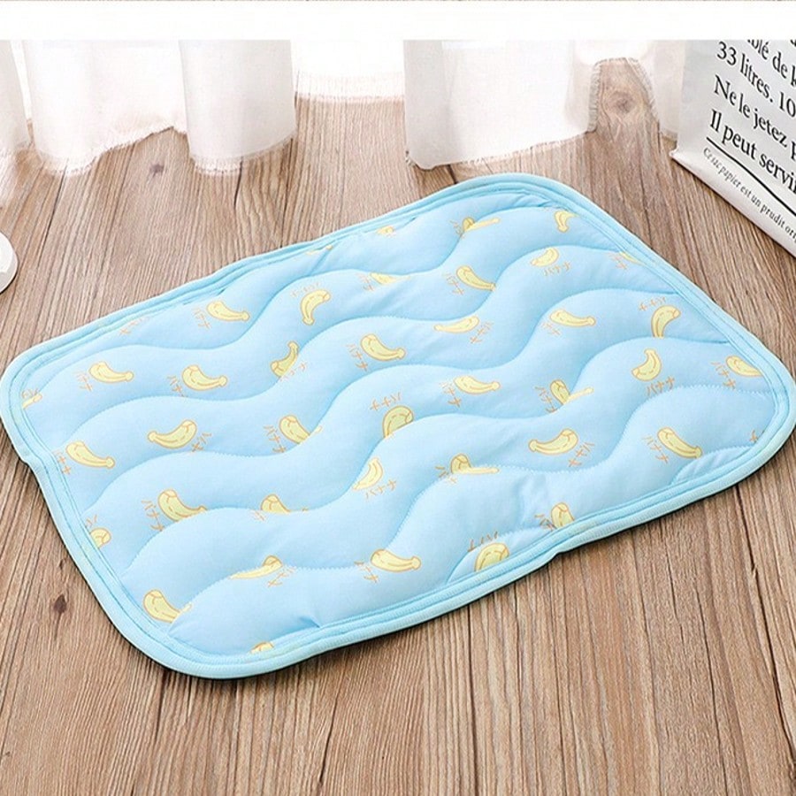 1pc Cute Fruit Pattern Pet Cooling Mat, Summer Ice Silk Breathable Anti-Slip Washable Pet Bed Mat, Essential For Small Animals Cats Dogs Rabbits, Indoor Outdoor Cage Liner