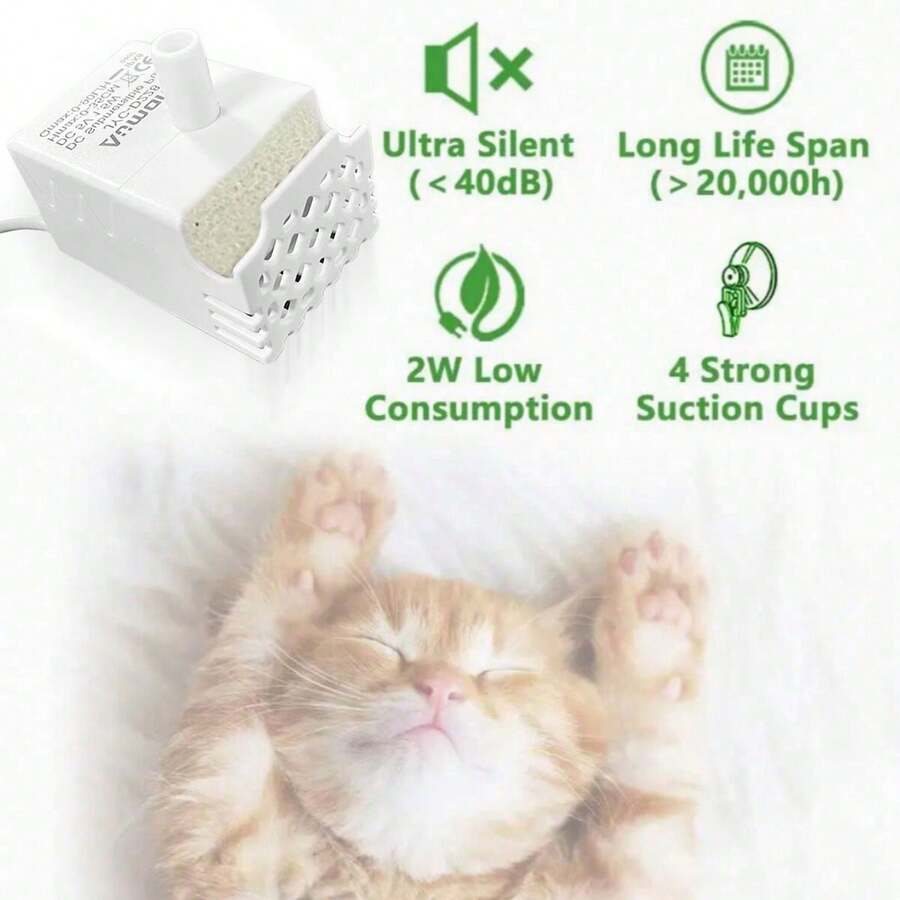 White ABS mini USB water pump for pet water fountains and aquariums