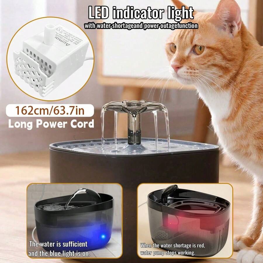 Multicolor mini USB water pump with dry run protection designed for pet drinking fountains and small aquariums.