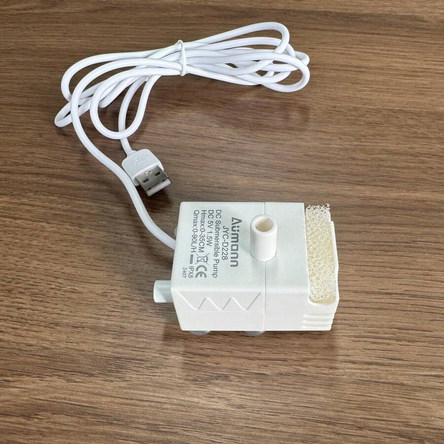 White ABS mini USB water pump for pet water fountains and aquariums