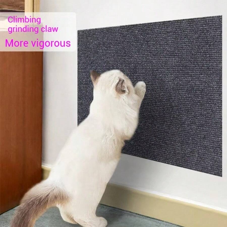 Multicolor cuttable self-adhesive cat scratch pad made of 100 percent polyester for indoor sofa and furniture protection.