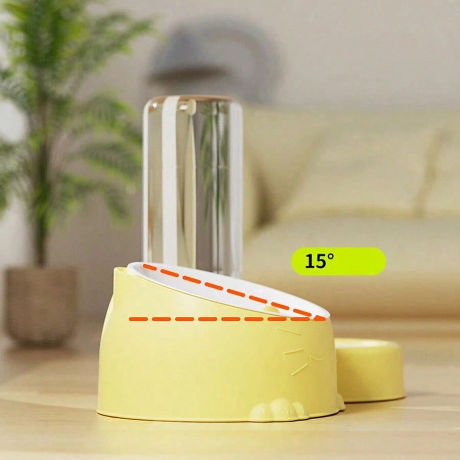 1 Set 2-In-1 Pet Double Bowls And Automatic Water Dispenser Bottle, Keeps Your Pet Hydrated And Full!