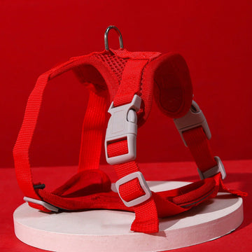 Red colorblock polyester pet chest harness suitable for cats and dogs
