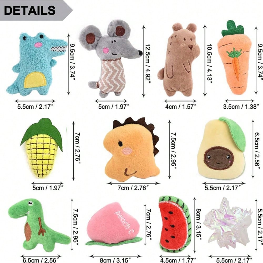 3/6/12Piece Plush Catnip Toys, Anxiety Relief For Indoor Cats, Teeth Cleaning, Digestion Promotion, Interactive Play Soft And Durable Material, Infused With Catnip For Enhanced Attraction, With Kicking And Hitting Action, For Indoor Entertainment And