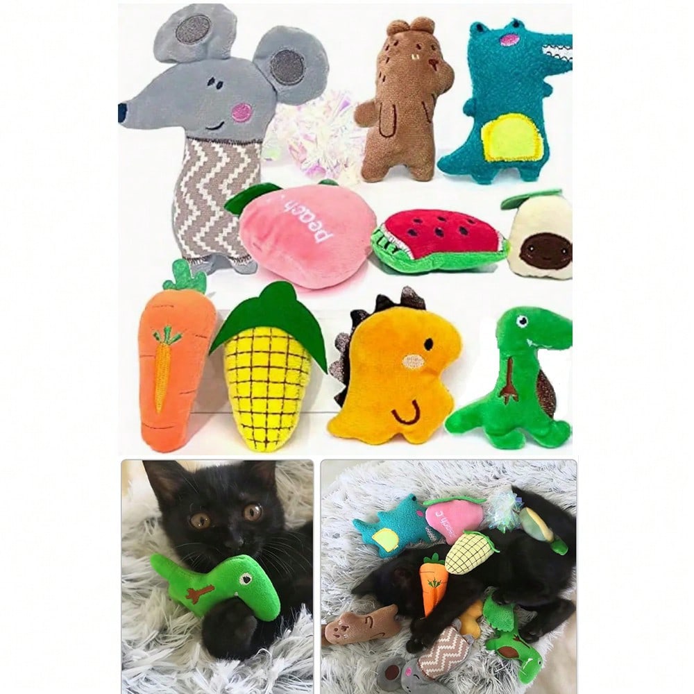 3/6/12Piece Plush Catnip Toys, Anxiety Relief For Indoor Cats, Teeth Cleaning, Digestion Promotion, Interactive Play Soft And Durable Material, Infused With Catnip For Enhanced Attraction, With Kicking And Hitting Action, For Indoor Entertainment And