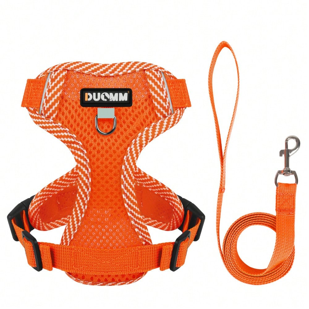 Army green printed pet harness and leash set with breathable mesh, adjustable chest harness, reflective details, and soft polyester design for cats and small dogs.