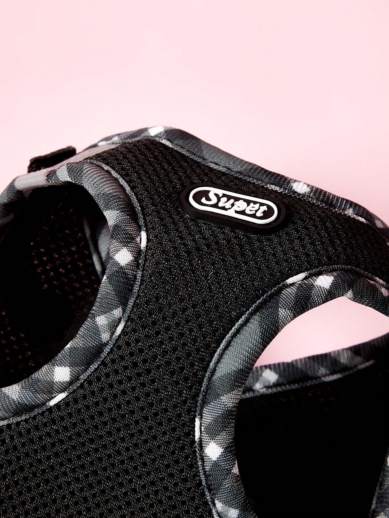 Black reflective plaid edge chest and back pet harness set with included leash for small dogs and cats