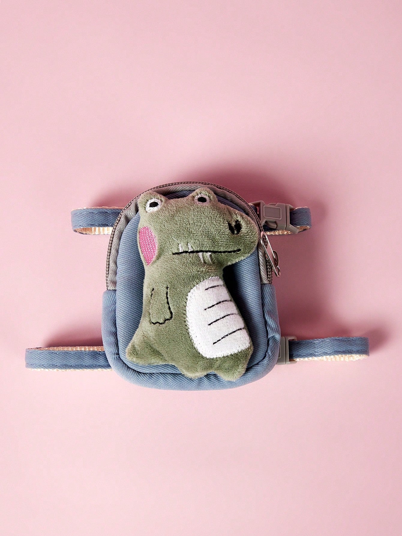 Multicolor dinosaur decor polyester pet harness with matching leash for cats and dogs, featuring an animal cartoon pattern for outdoor walks.