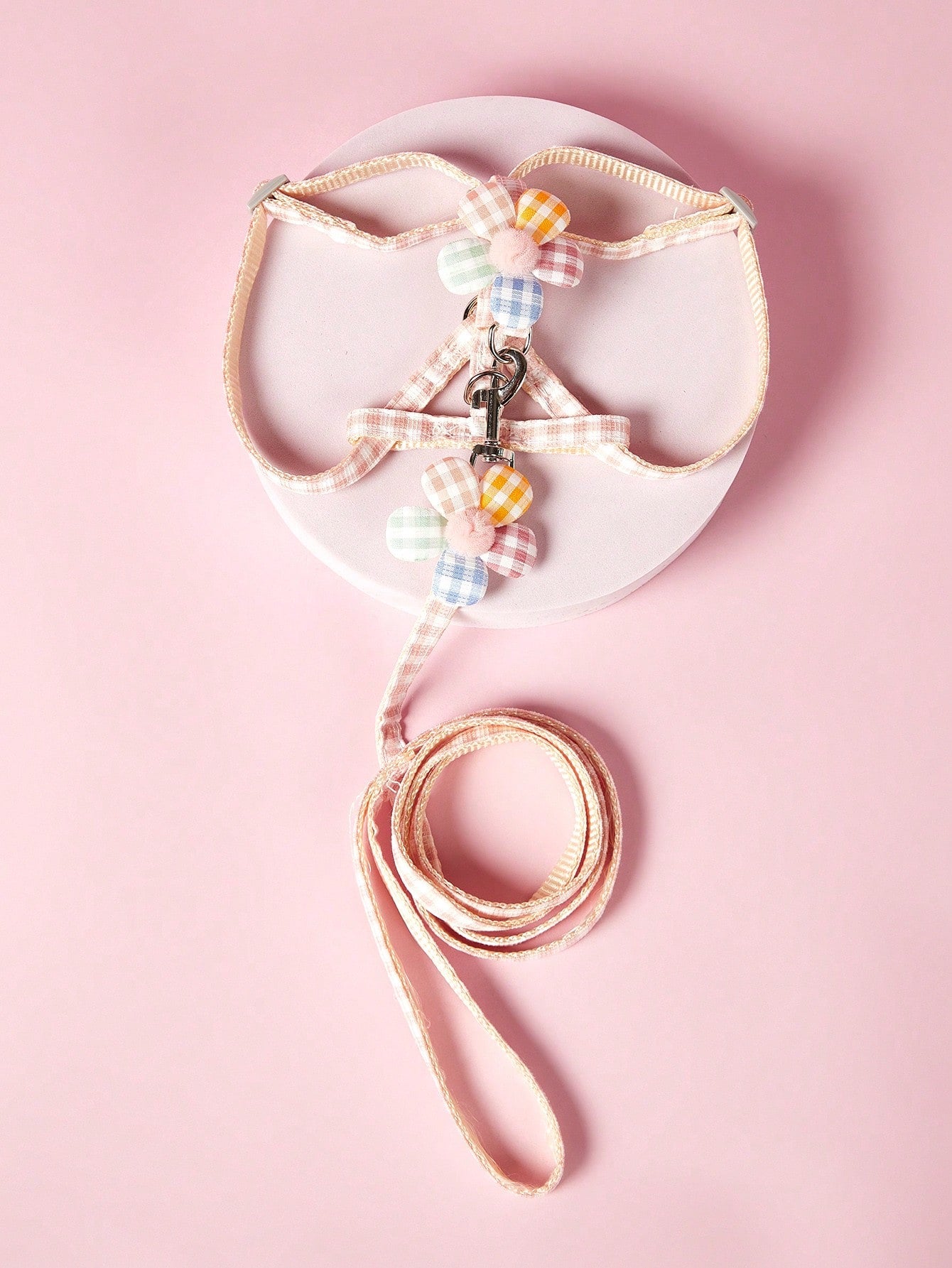 Plain pink polyamide dog leash walking rope for cats and dogs