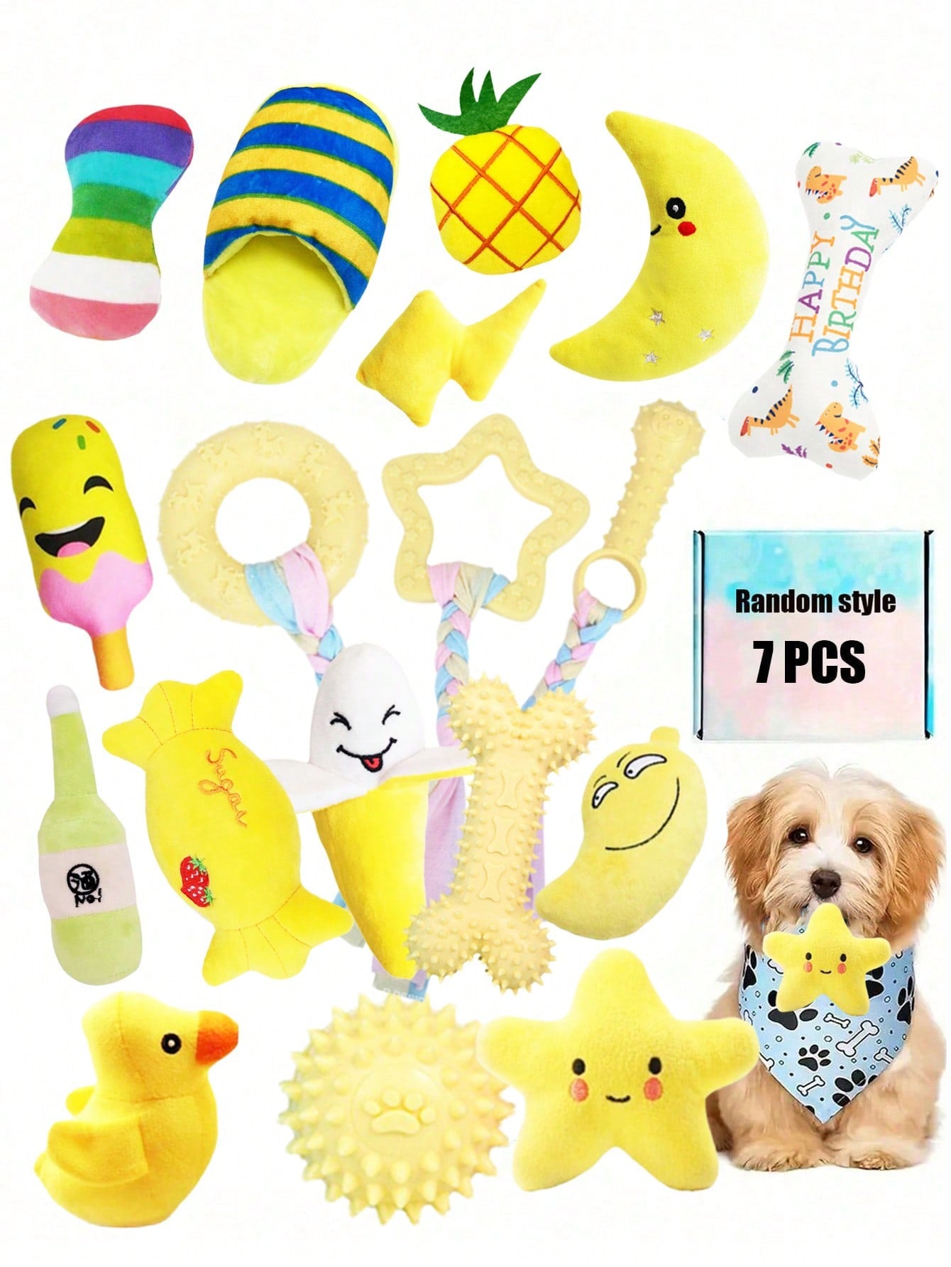 1pc/2pcs/3pcs/4pcs/5pcs/7pcs Pet Chew Toy Set, Dog Toy Set, Teething Toy Set Suitable For Small To Medium Dogs, Durable TPR And Squeaky Chew Toy Series, Interactive Toys, Dog Health Training Toy Kit