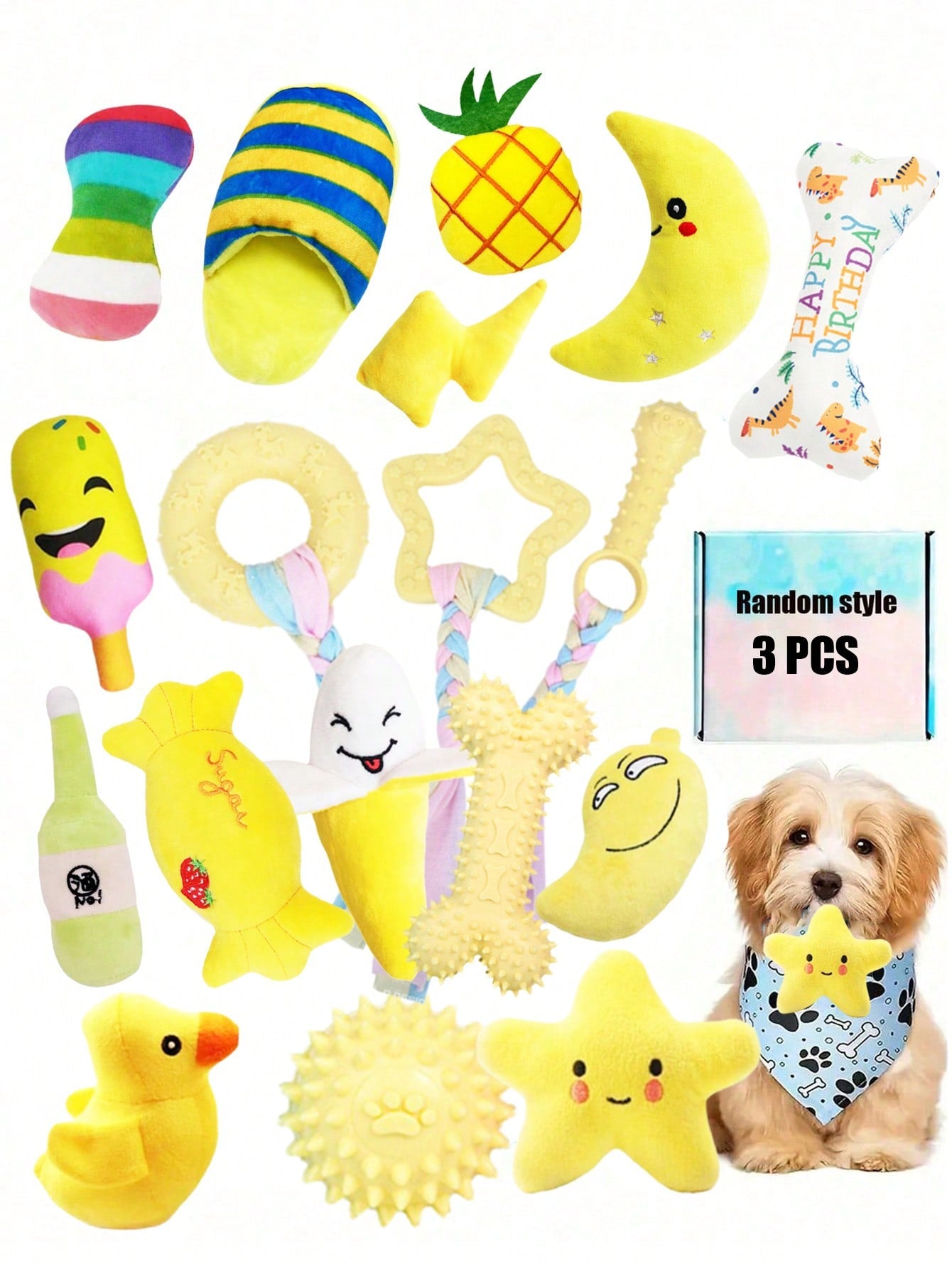 1pc/2pcs/3pcs/4pcs/5pcs/7pcs Pet Chew Toy Set, Dog Toy Set, Teething Toy Set Suitable For Small To Medium Dogs, Durable TPR And Squeaky Chew Toy Series, Interactive Toys, Dog Health Training Toy Kit
