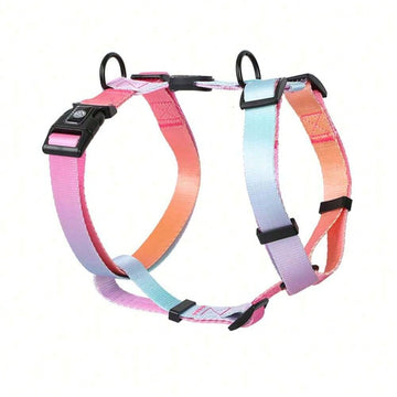 1Pc Gradient Dog Harness Small Medium Large Dog Summer Cute Pink Green Purple Blue Comfortable Adjustable Pet Harness For Small & Medium Dogs Outdoor Walking & Training