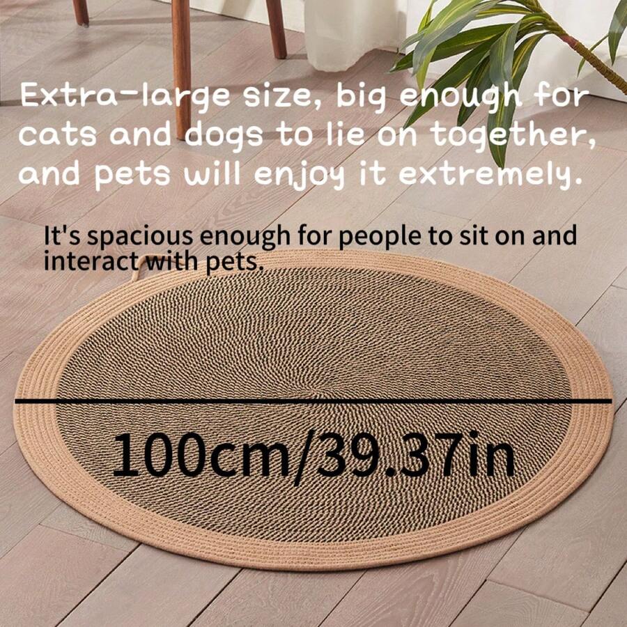 Multicolor non-shed rope woven cat scratching pad designed for pet scratching and lounging