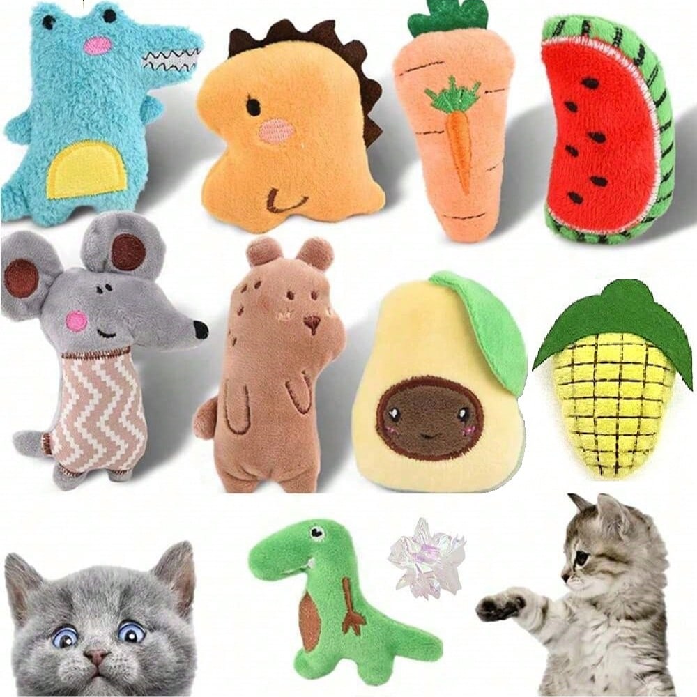 3/6/12Piece Plush Catnip Toys, Anxiety Relief For Indoor Cats, Teeth Cleaning, Digestion Promotion, Interactive Play Soft And Durable Material, Infused With Catnip For Enhanced Attraction, With Kicking And Hitting Action, For Indoor Entertainment And