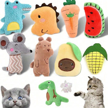 3/6/12Piece Plush Catnip Toys, Anxiety Relief For Indoor Cats, Teeth Cleaning, Digestion Promotion, Interactive Play Soft And Durable Material, Infused With Catnip For Enhanced Attraction, With Kicking And Hitting Action, For Indoor Entertainment And