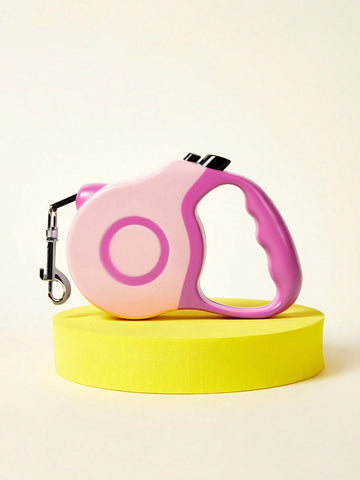 Pink automatic retractable pet leash with ABS handle for cats and dogs, available in 3m or 5m length