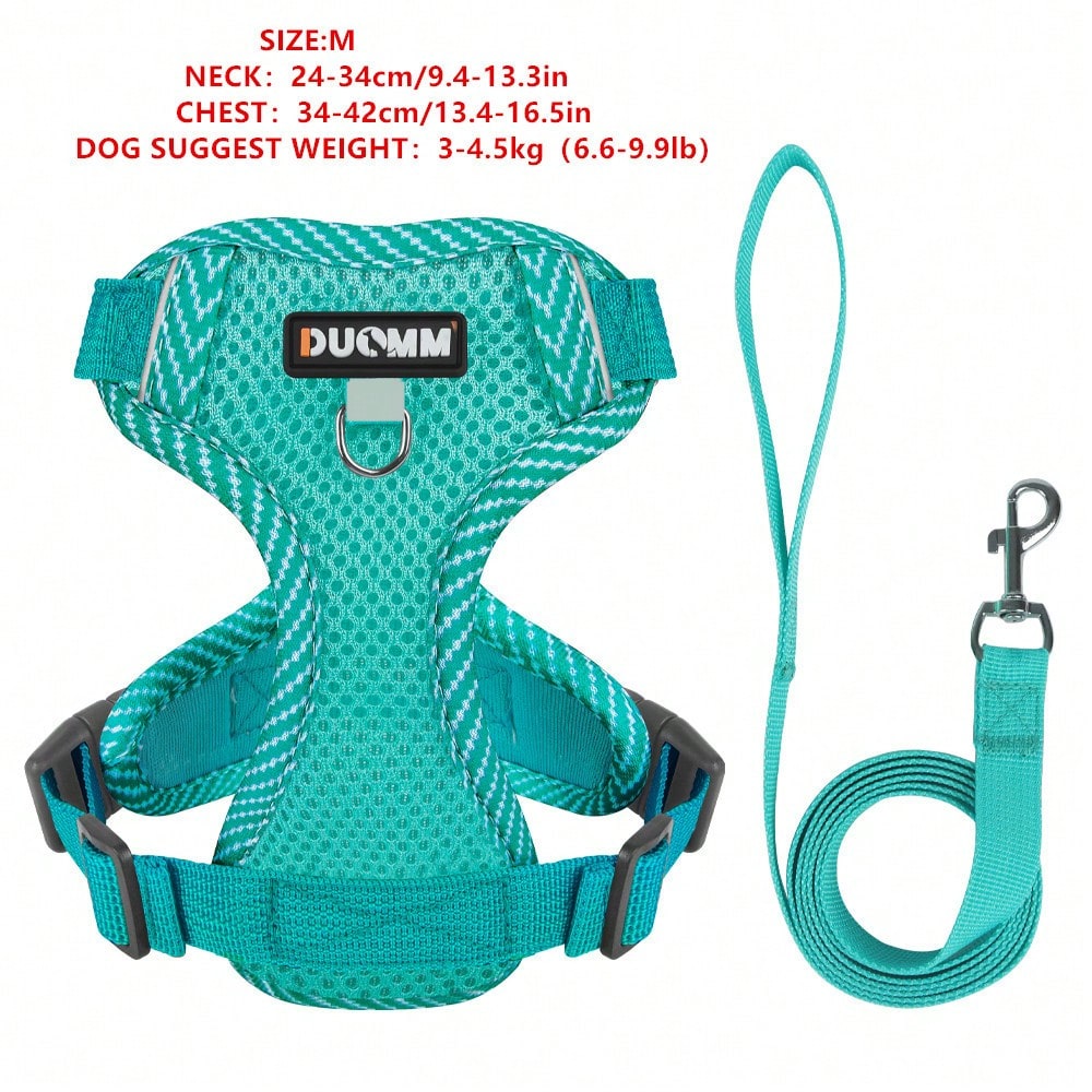 Army green printed pet harness and leash set with breathable mesh, adjustable chest harness, reflective details, and soft polyester design for cats and small dogs.