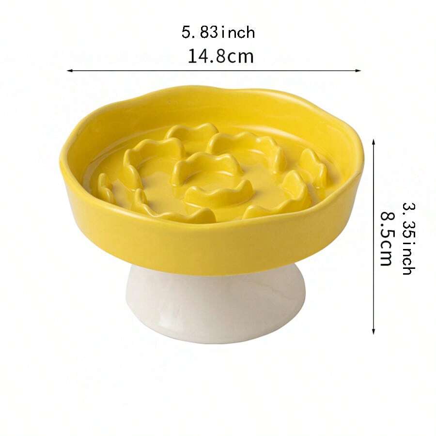 Multicolor elevated slow feeder cat bowl made of PP material with a textured pattern for neck protection and anti-tipping pet feeding.