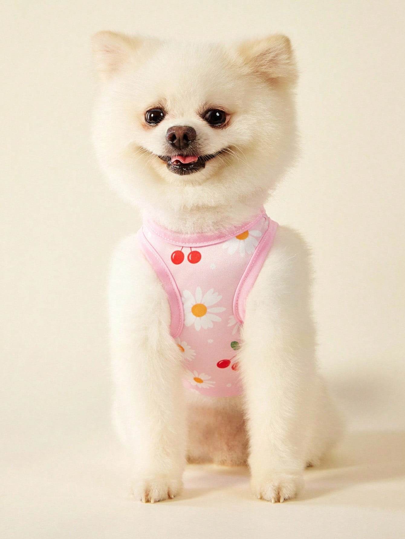 2pc Pet Cat Dog Universal Pink Daisy Cute Print Casual Comfortable Breathable Dog Vest