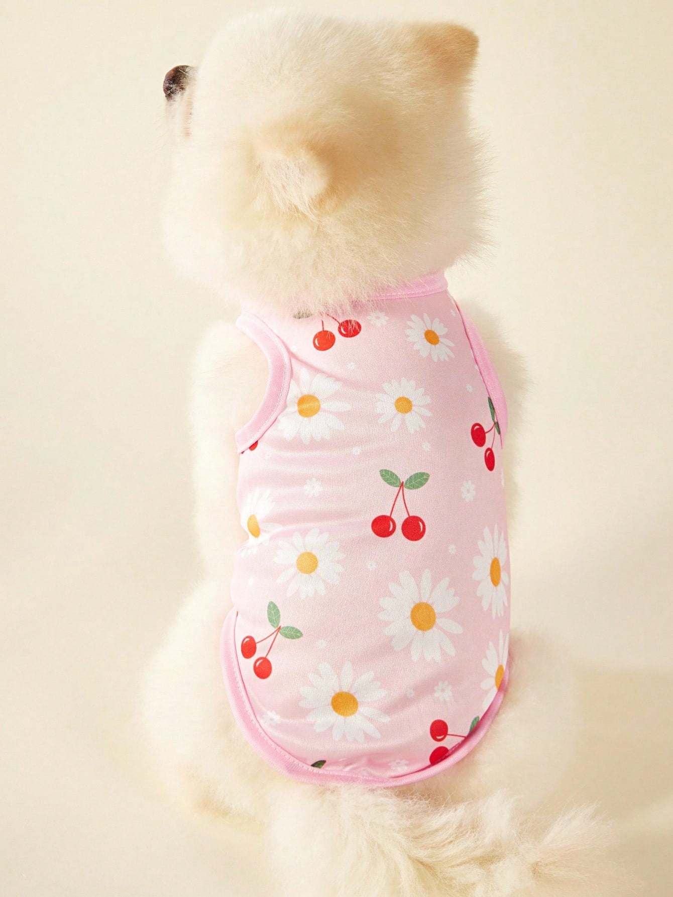 2pc Pet Cat Dog Universal Pink Daisy Cute Print Casual Comfortable Breathable Dog Vest