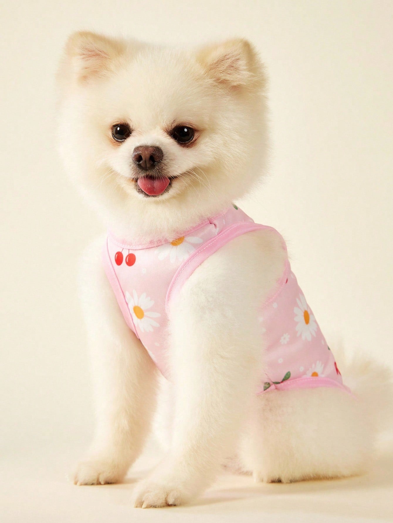 2pc Pet Cat Dog Universal Pink Daisy Cute Print Casual Comfortable Breathable Dog Vest