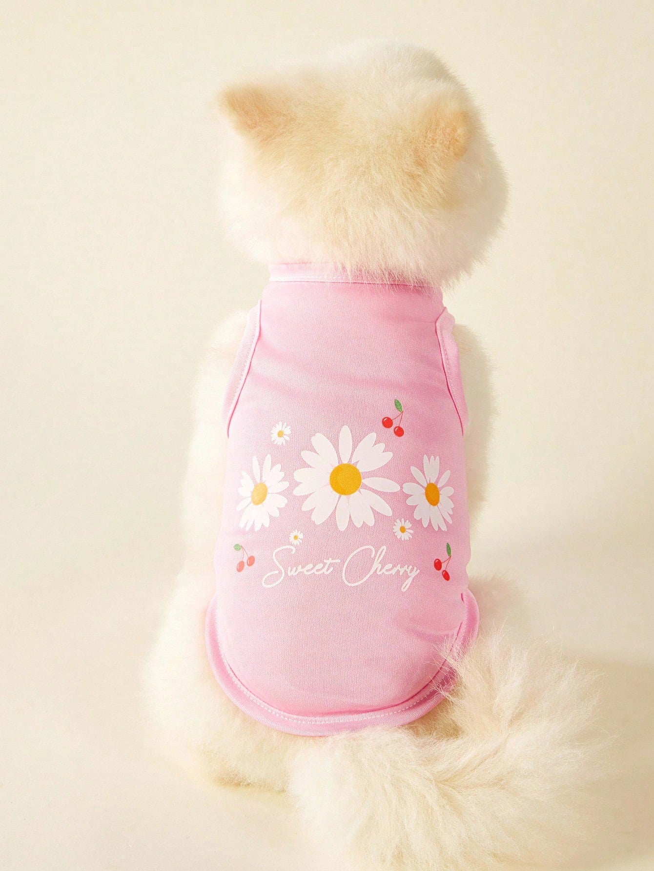 2pc Pet Cat Dog Universal Pink Daisy Cute Print Casual Comfortable Breathable Dog Vest