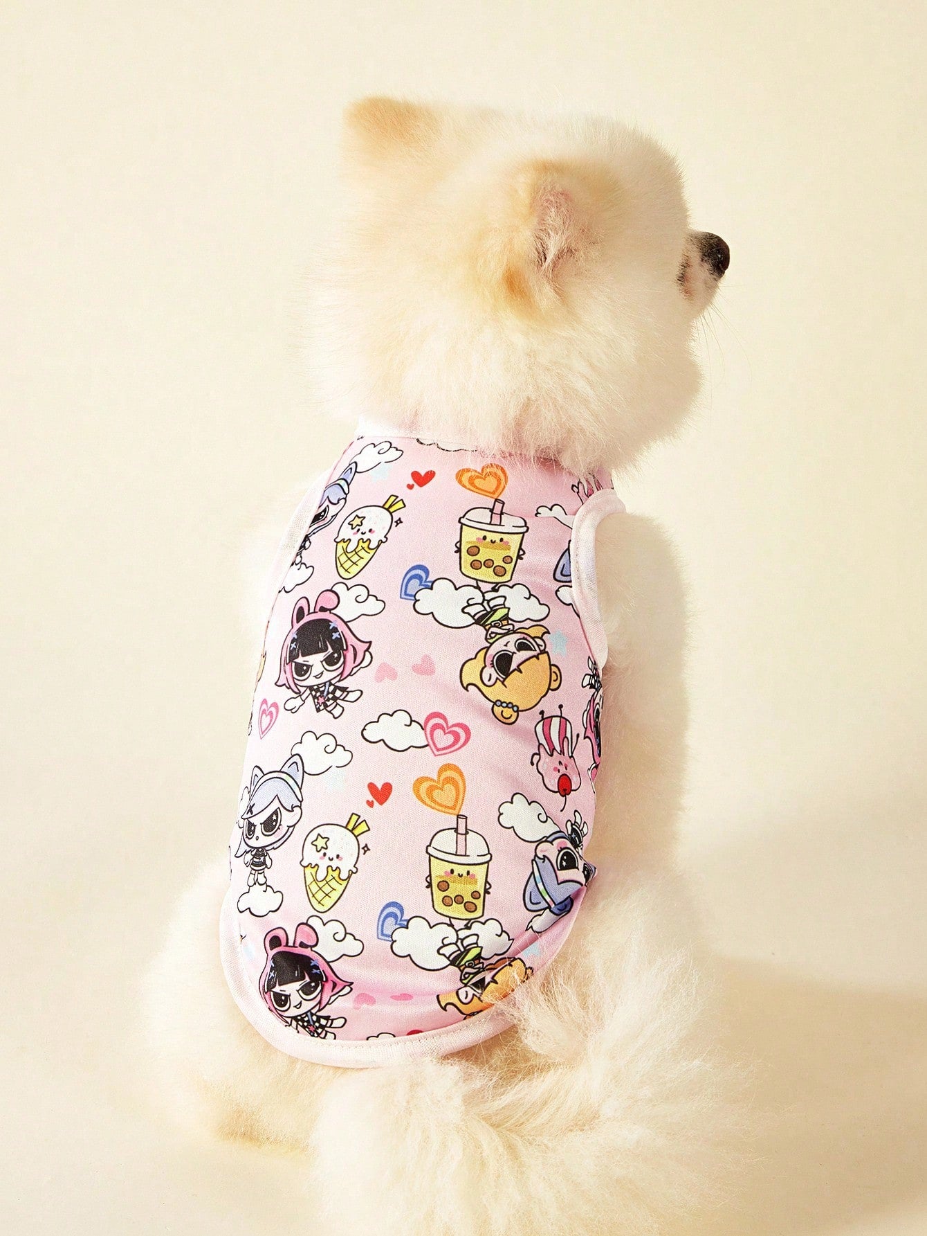 2pc Pet Cat Dog Universal Pink Daisy Cute Print Casual Comfortable Breathable Dog Vest