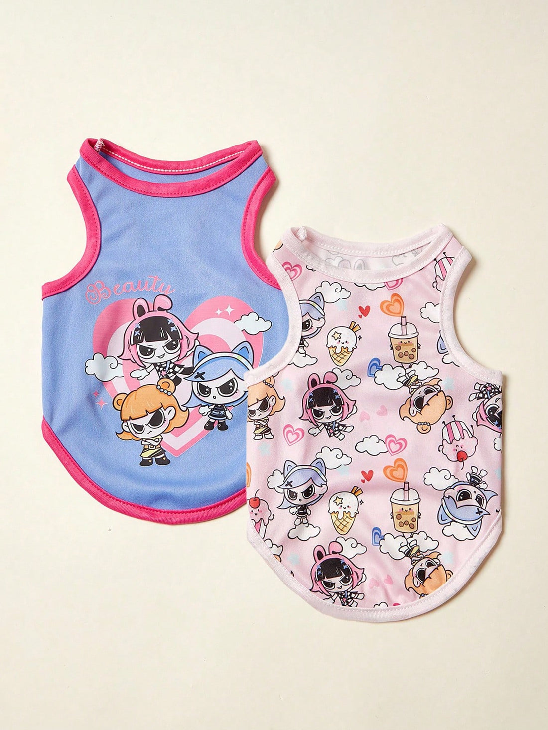 2pc Pet Cat Dog Universal Pink Daisy Cute Print Casual Comfortable Breathable Dog Vest