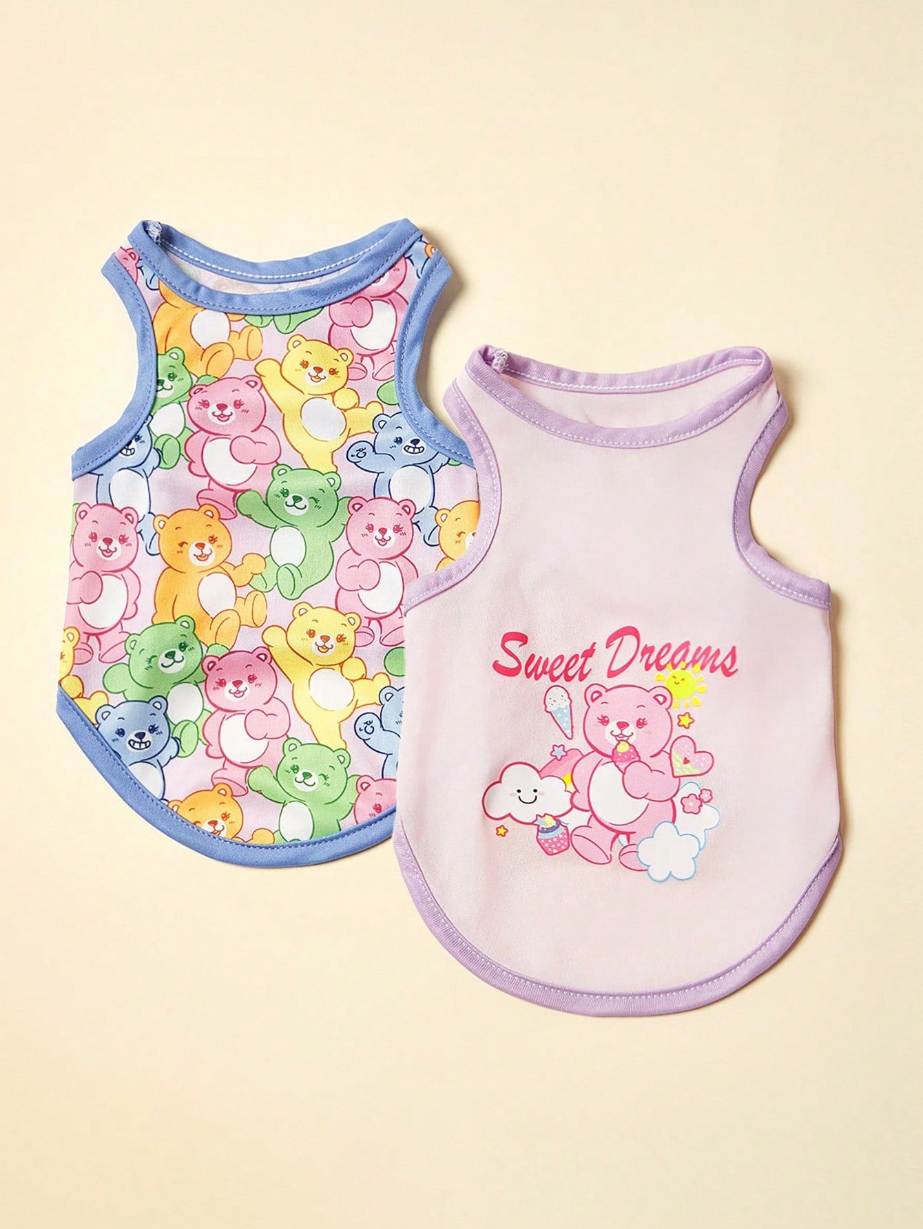 2pc Pet Cat Dog Universal Pink Daisy Cute Print Casual Comfortable Breathable Dog Vest